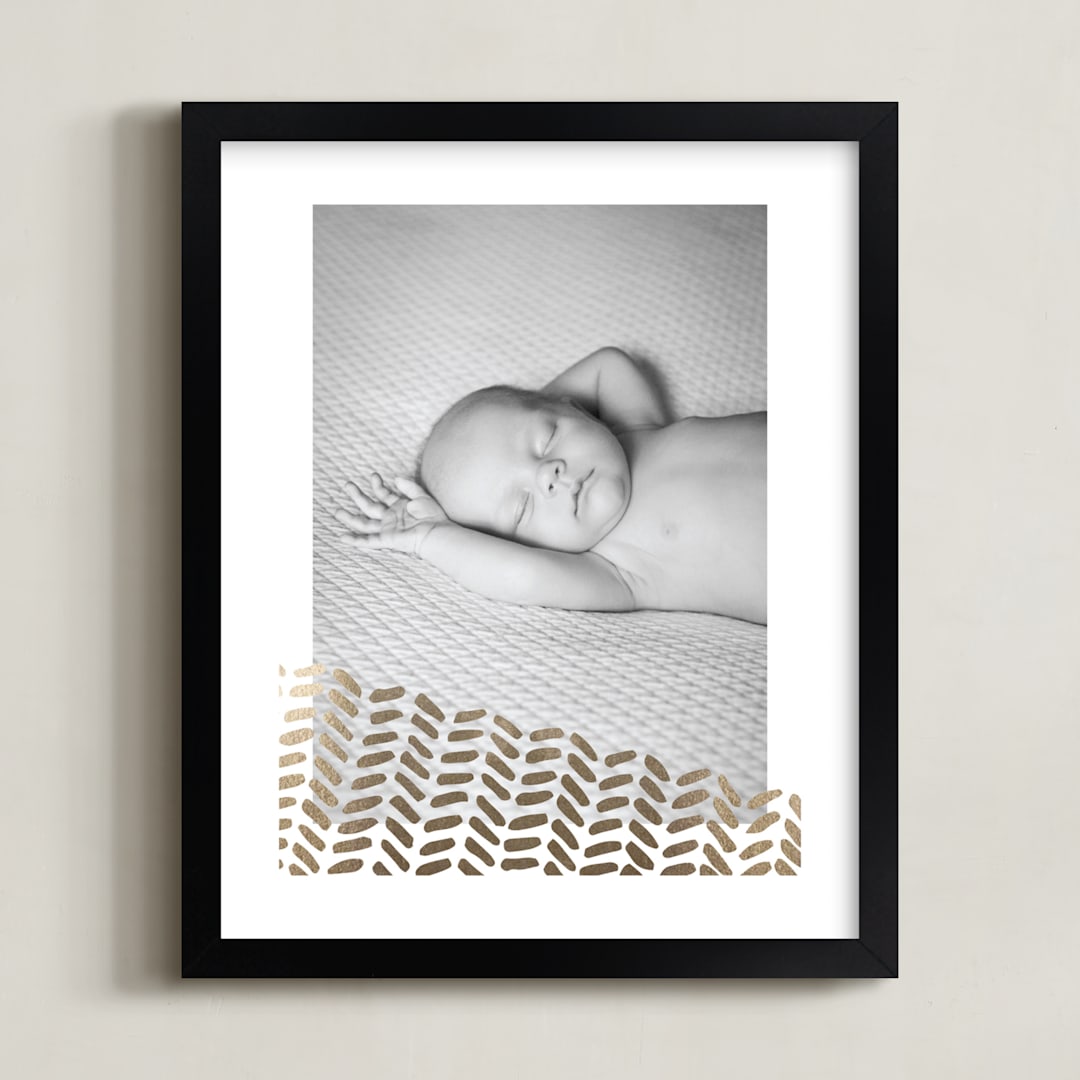 "Hand Painted Chevron" - Personalized Foil-Pressed Art Print in Gold by Aspacia Kusulas - Framed