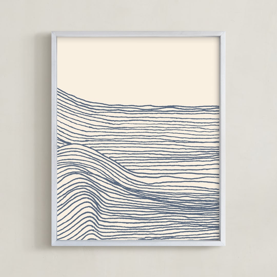 "Rolling Waves II" - Art Print in Deep Ocean by Jayne Alfieri - Framed