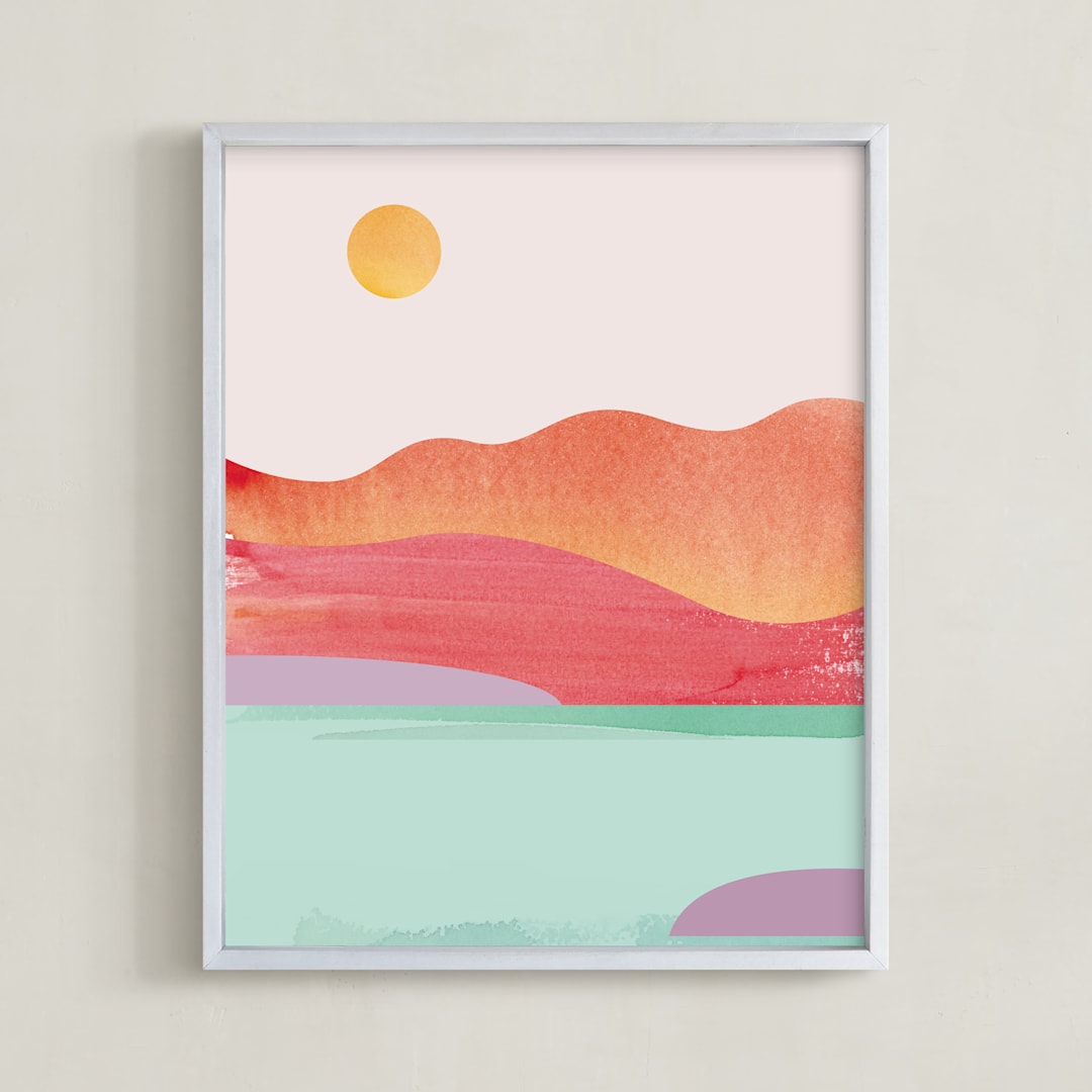 "Looking Far West" - Art Print in Pink Blush by sue prue - Framed