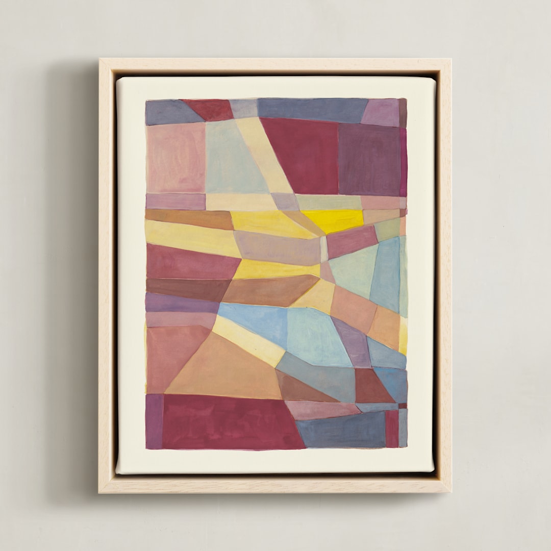 "Globe plot" - Art Print in Peach by Catilustre - Framed Canvas