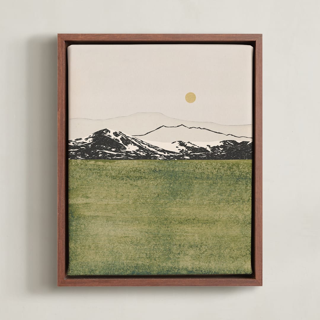 "Quiet Horizon" - Art Print in Golden Sage by Alisa Galitsyna - Framed Canvas