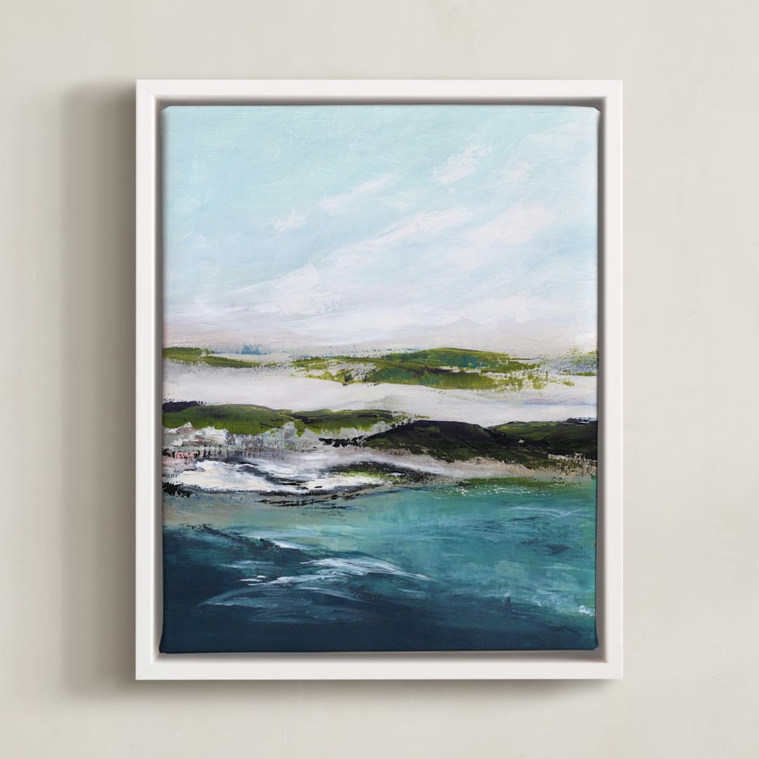 "Rugged Coast" - Art Print in Sea by Karen Kaul - Framed Canvas