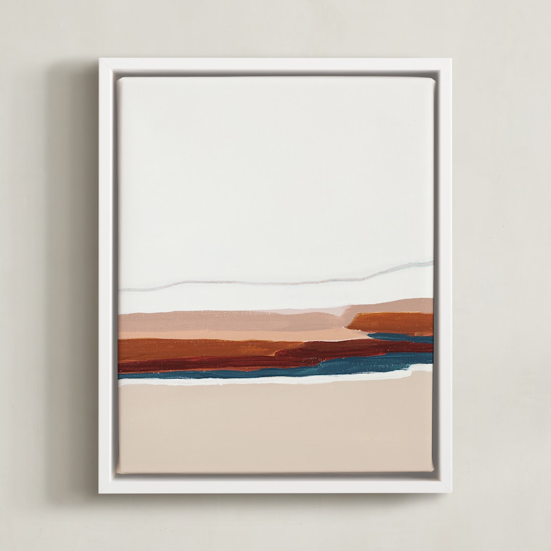 "Warm Pacific Seascape Diptych II" - Art Print in navy blue by Caryn Owen - Framed Canvas
