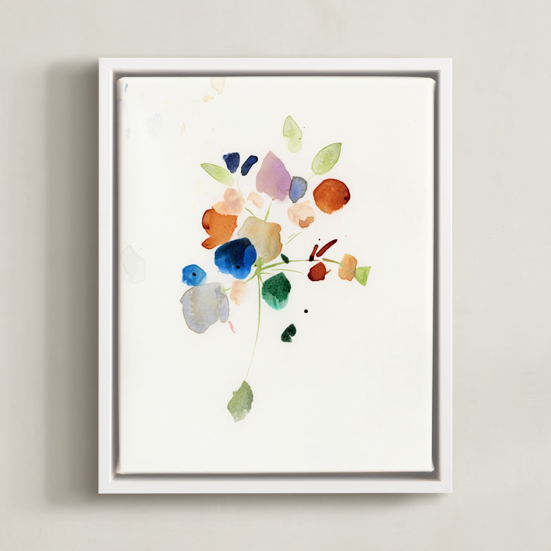 "Impromptu Bouquet" - Art Print in Royal by Lindsay Megahed - Framed Canvas