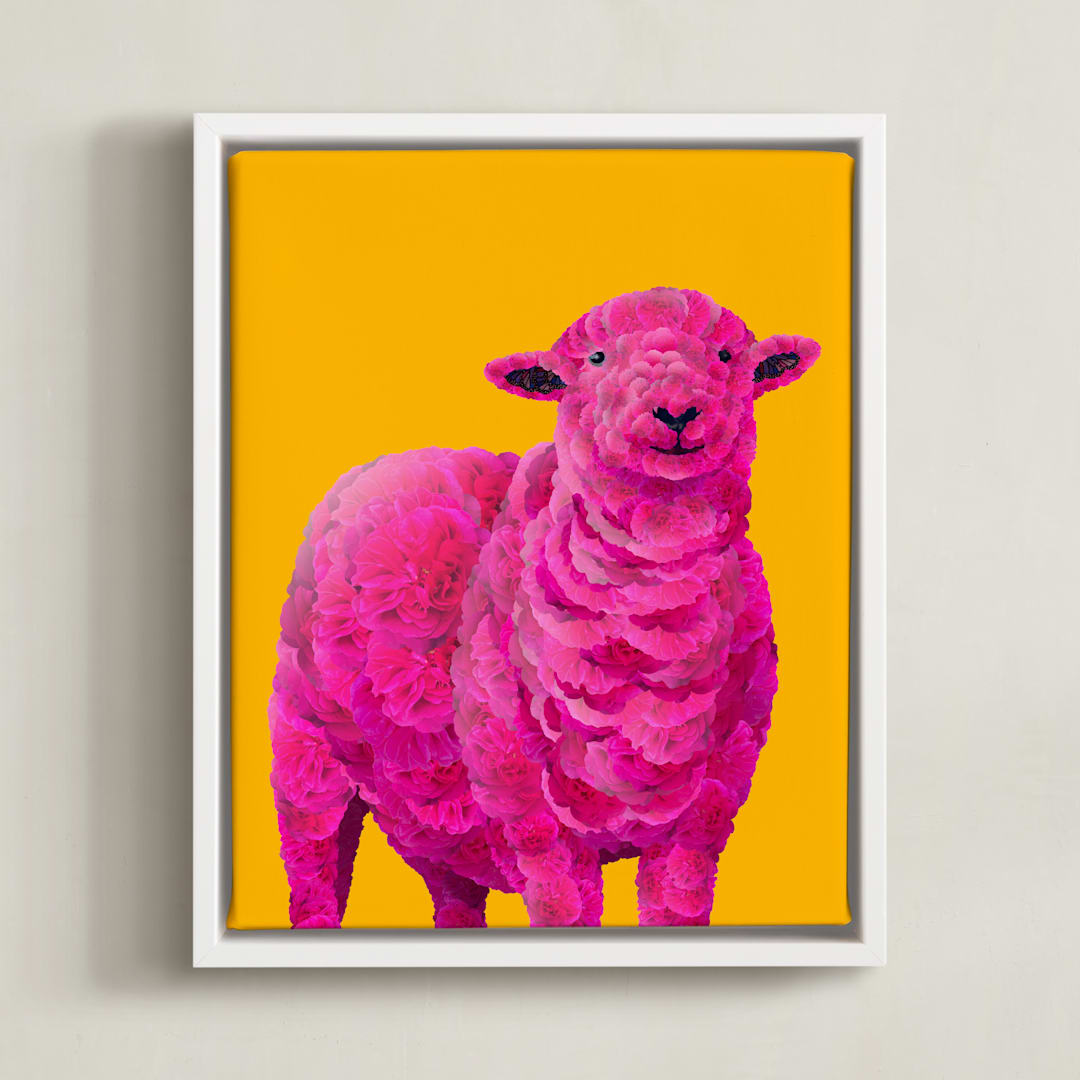 "Fiona" - Art Print in Mustard Yellow by Laura Gatewood - Framed Canvas