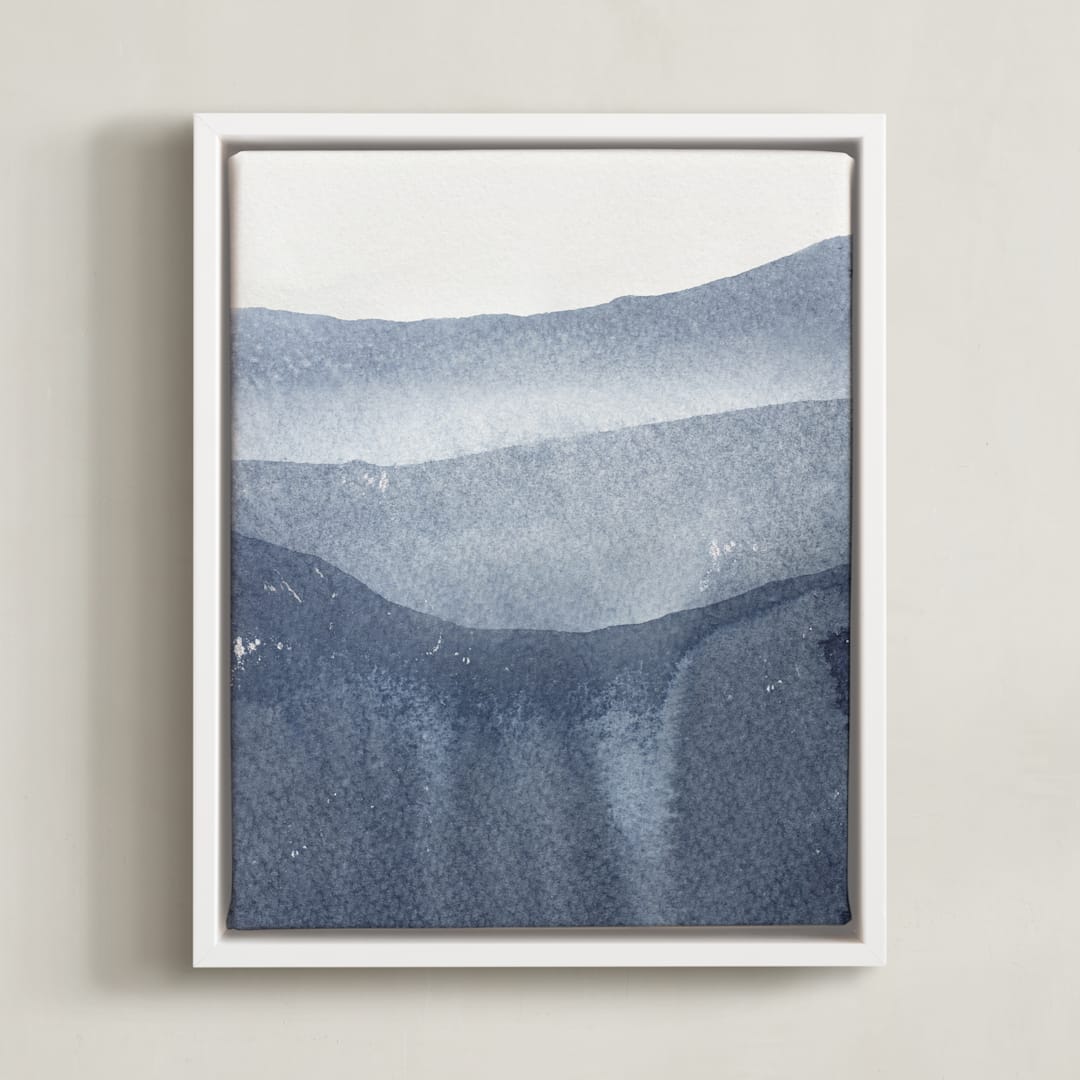 "Sacred Beginning No. 2" - Art Print in Indigo by Julia Contacessi - Framed Canvas