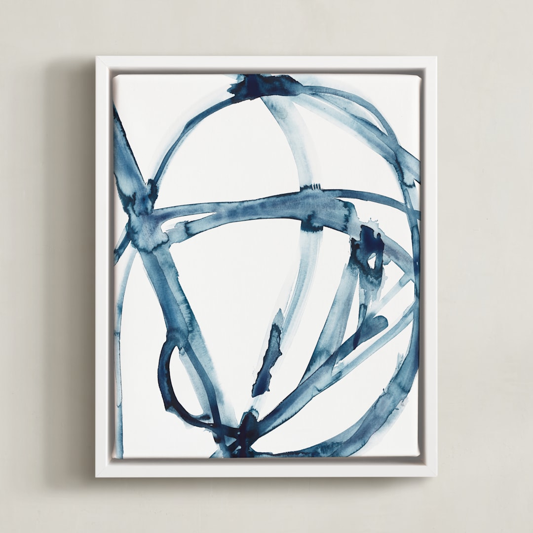 "Indigo Plant Cell" - Art Print in Indigo Blue by Mary Gaspar - Framed Canvas