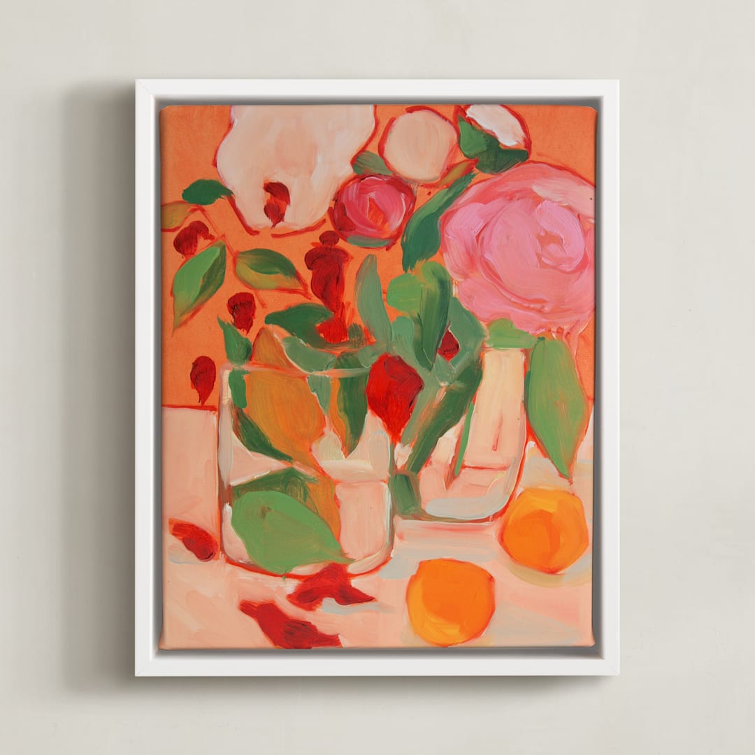 "Orange Flirt" - Art Print in Orange by Lynne Millar - Framed Canvas