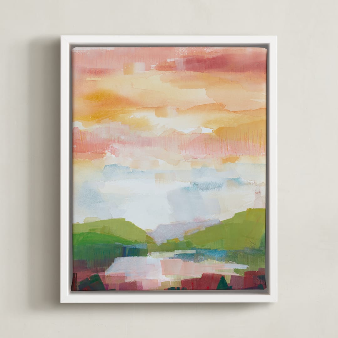 "Leaving Ojai" - Art Print in Vibrant Pink by sue prue - Framed Canvas