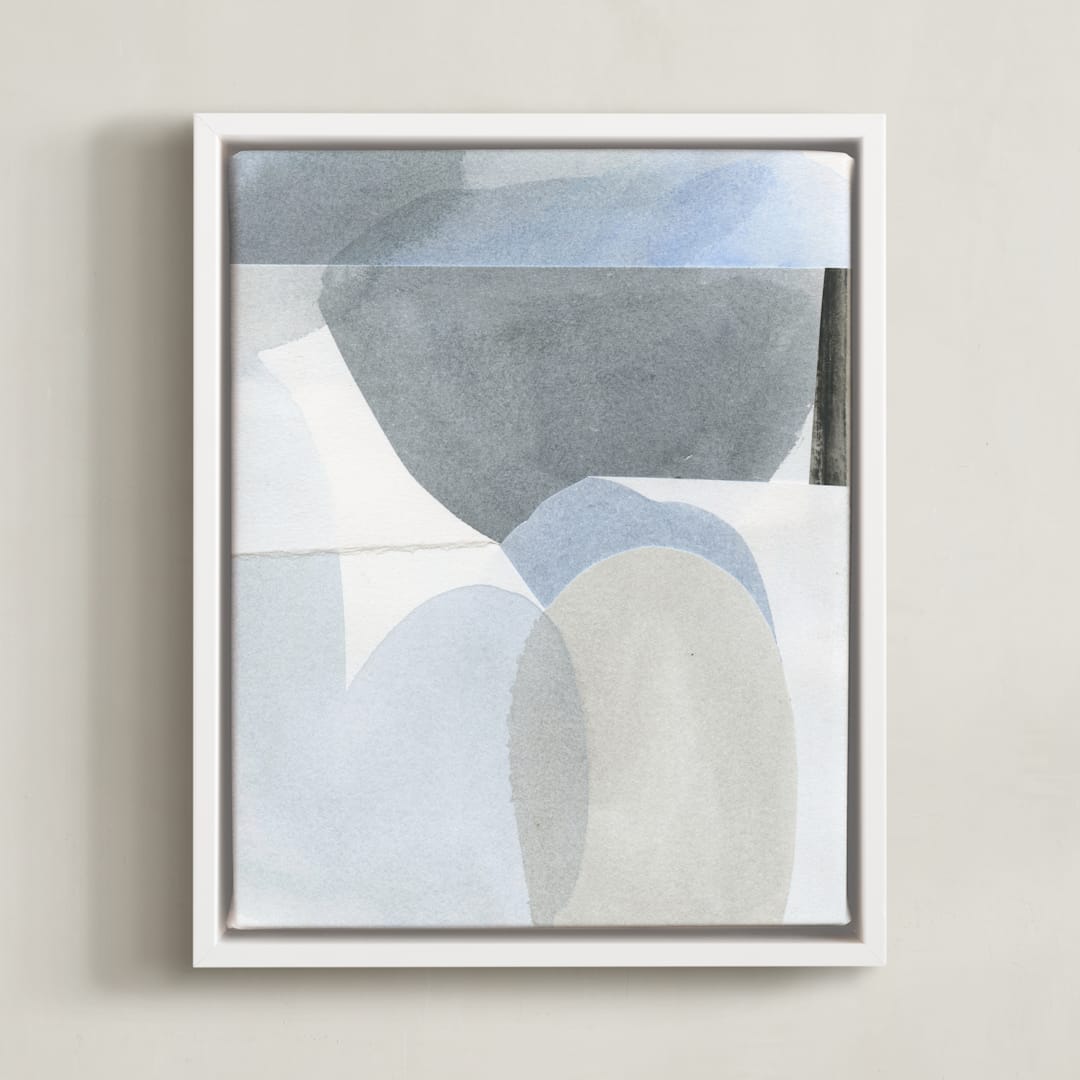 "Construct 3" - Art Print in Soft Blues by Ashleigh Ninos - Framed Canvas
