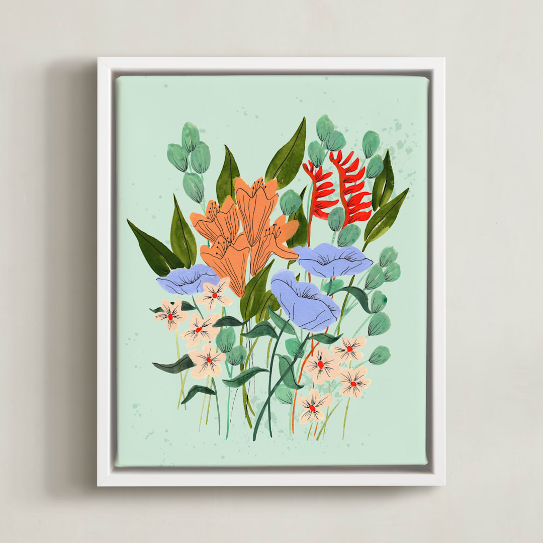 "Aerial" - Art Print in seafoam by Peggy Dean - Framed Canvas