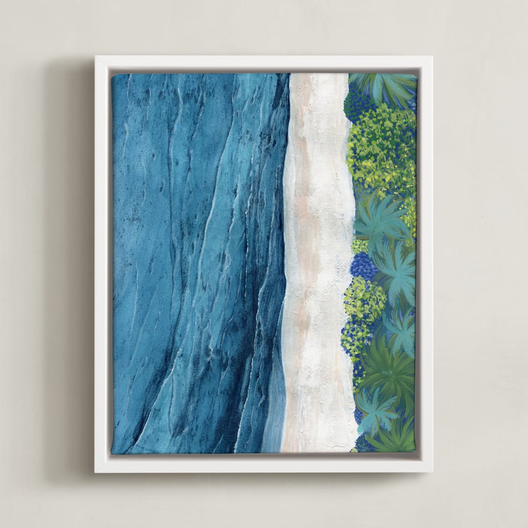 "Indigo Sea" - Art Print in Indigo Sea Blue by Denise Wong - Framed Canvas