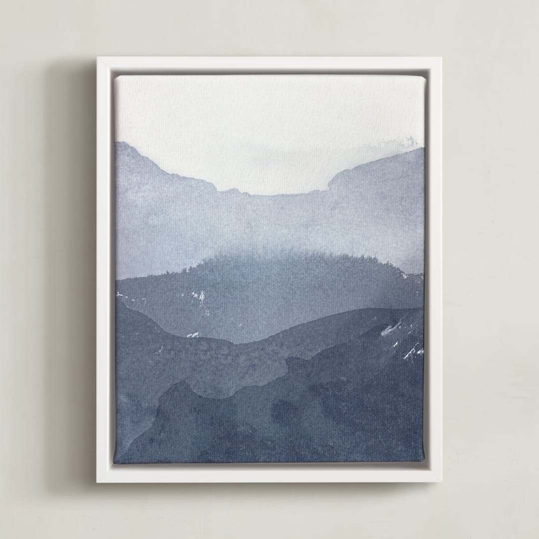 "Sacred Beginning No. 1" - Art Print in Indigo by Julia Contacessi - Framed Canvas