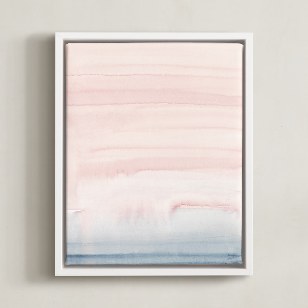 "Cascading Sky" - Art Print in Blush Pink by Little Valley Studio - Framed Canvas