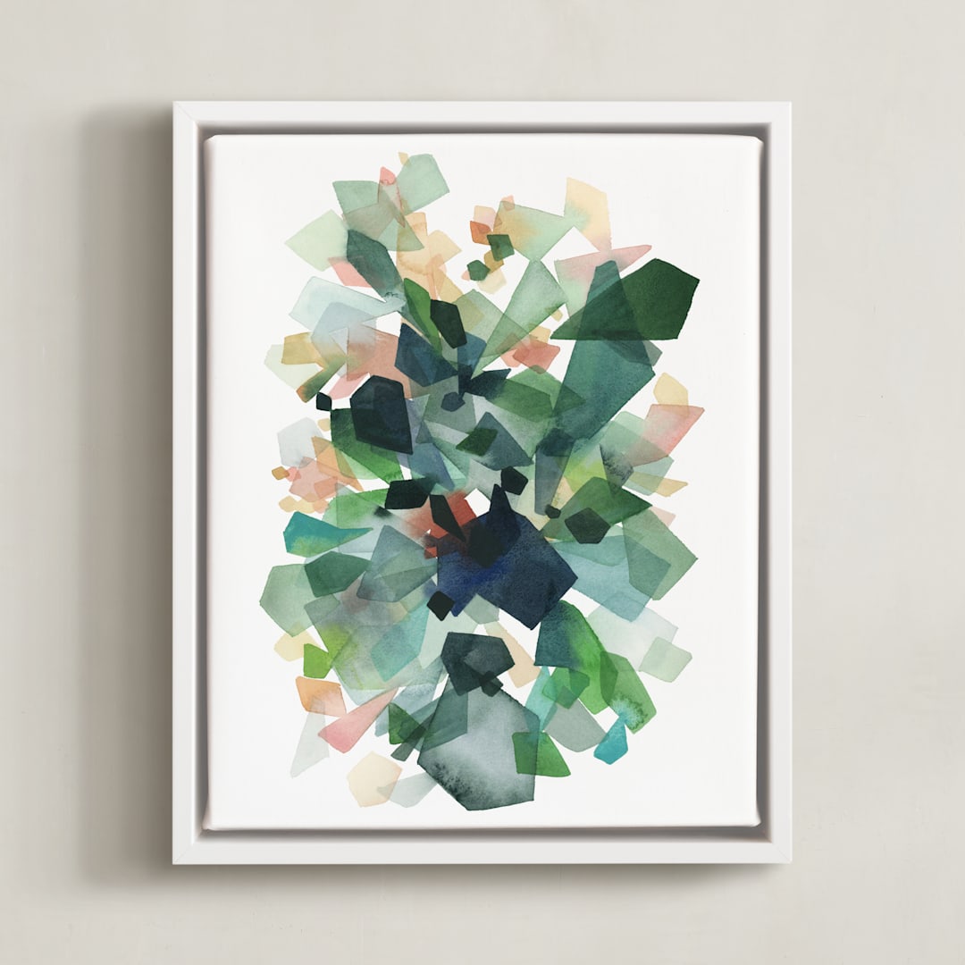 "Emerald Gems" - Art Print in Emerald Green by Yao Cheng Design - Framed Canvas