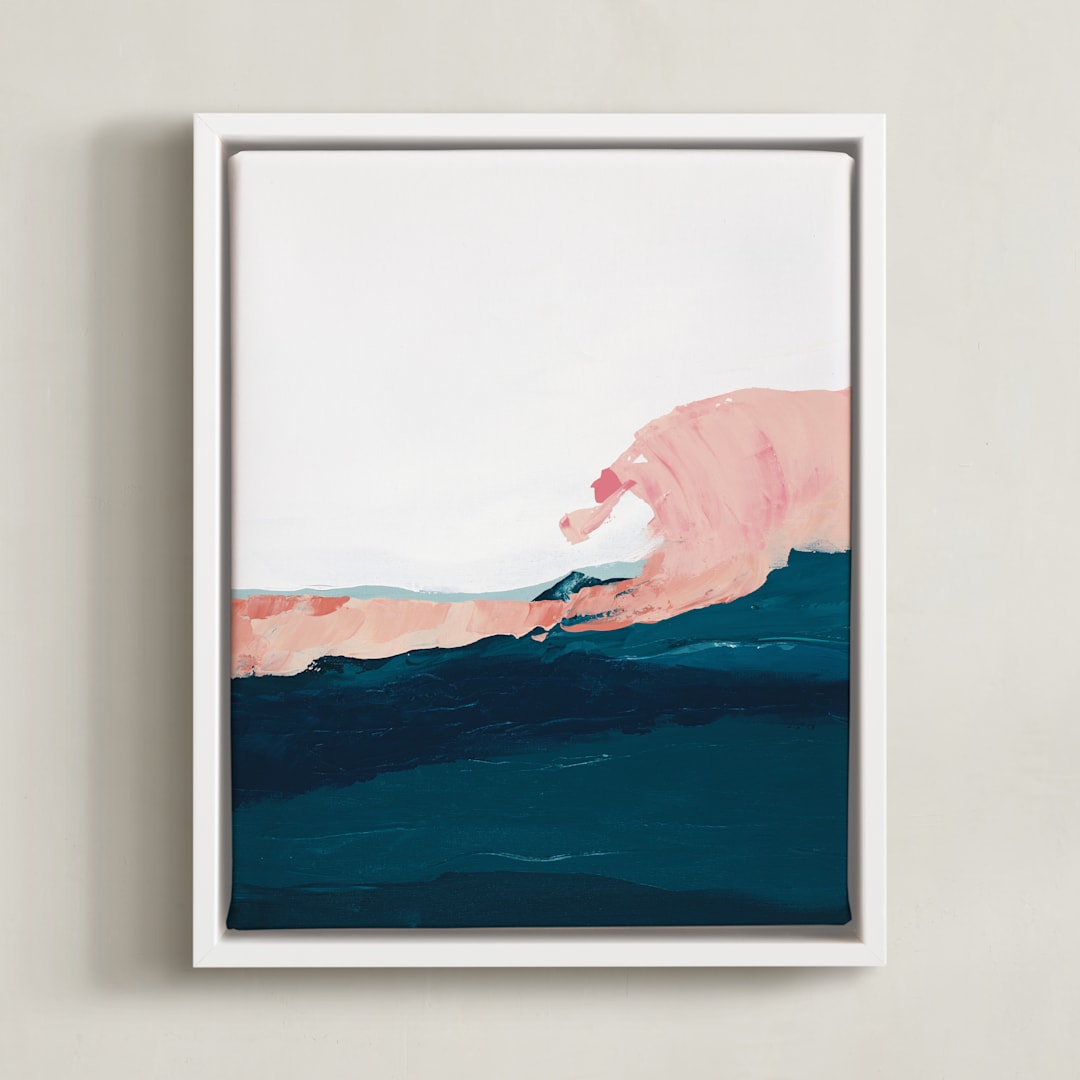 "Santa Cruz Seascape Winter Swell" - Art Print in Blush by Caryn Owen - Framed Canvas