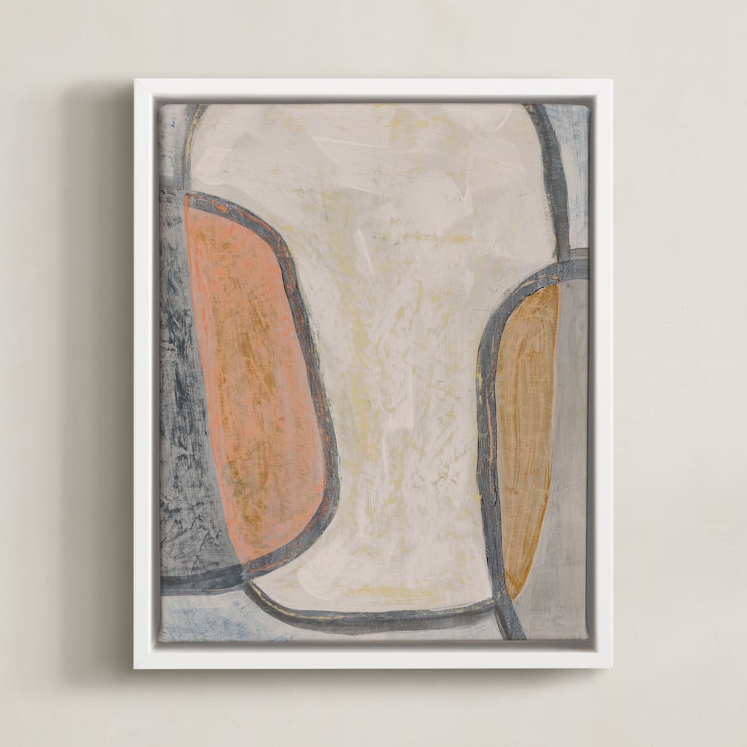 "calm distress" - Art Print in beachy grey by Kate Cawood - Framed Canvas