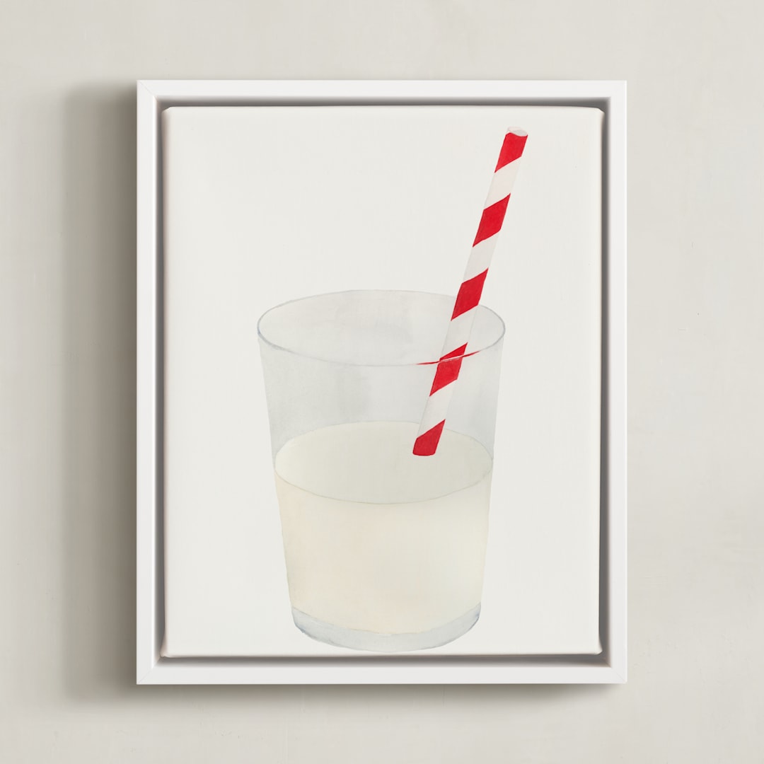 "Whole Milk" - Art Print in Warm Grey by Monica Loos - Framed Canvas