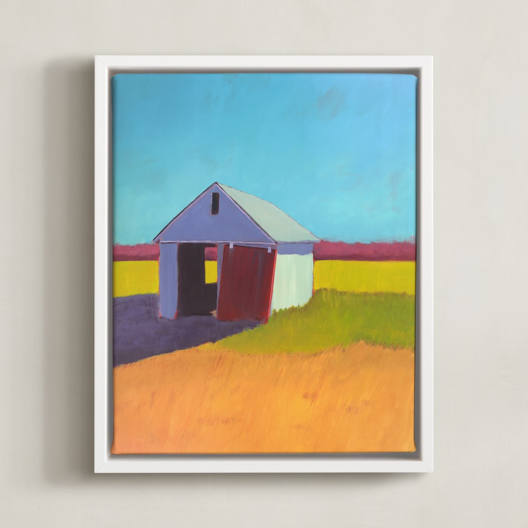 "Pumpkin Shed" - Art Print in Orange Gold by Carol C. Young - Framed Canvas