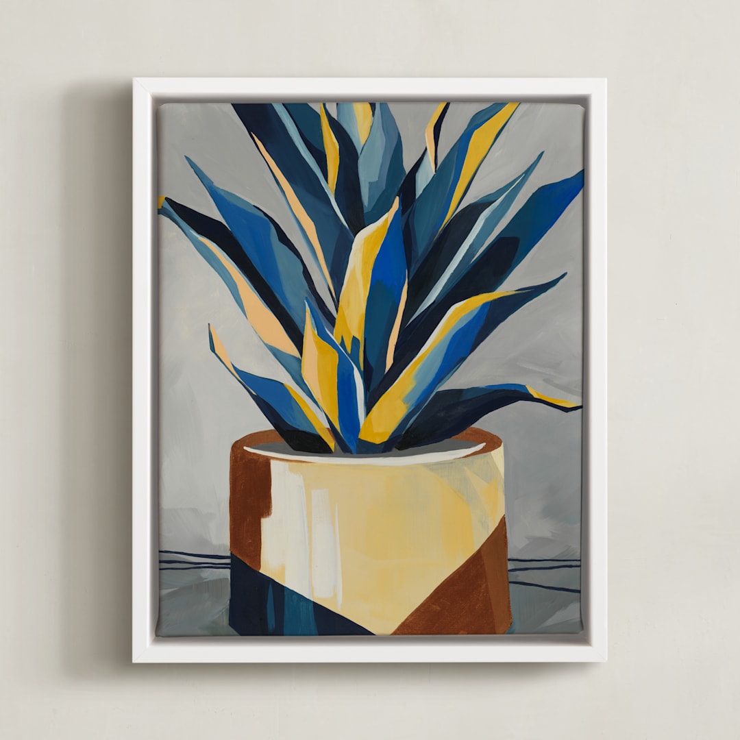 "Get To The Point" - Art Print in Southwest Blue by Marla Beyer - Framed Canvas