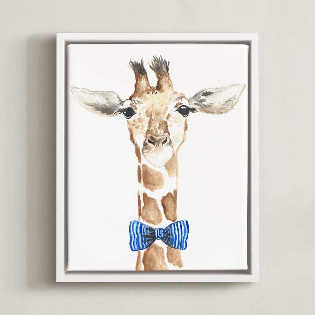 "Dapper Giraffe" - Art Print in Giraffe by Kristin Dills - Framed Canvas