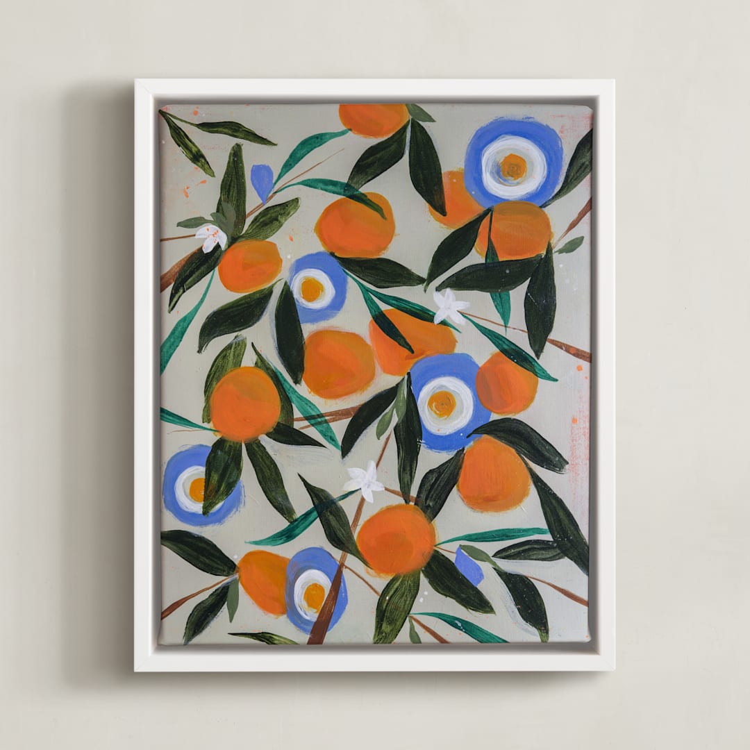 "Orange Tree" - Art Print in White by Rachel Roe - Framed Canvas