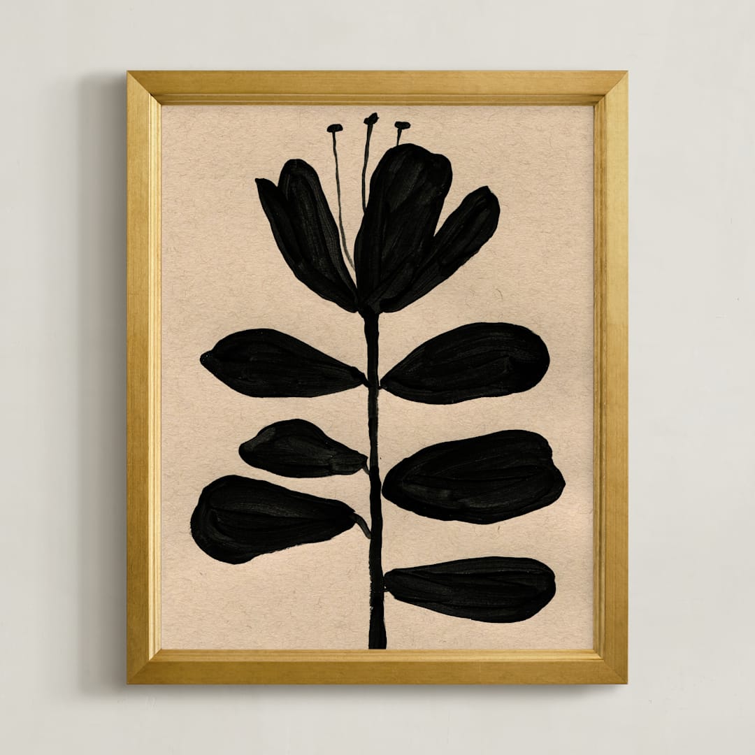 "Botanical Flower no.1" - Art Print in Black by Shina Choi - Framed