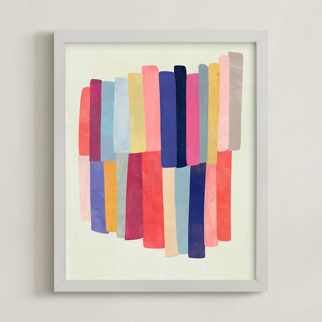 "Barred" - Art Print in White by melanie mikecz - Framed