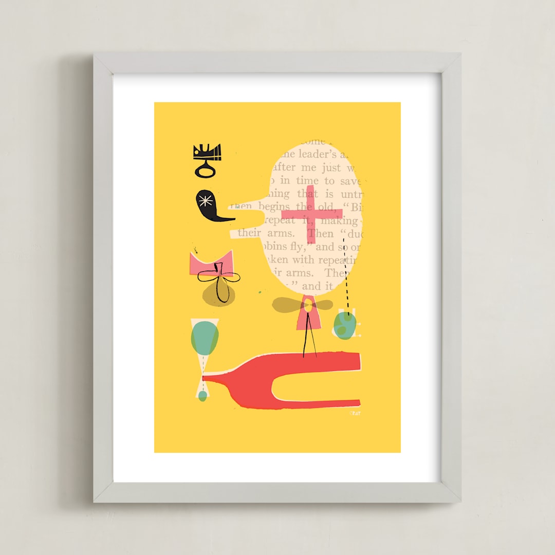 "Fun Games That Make You Laugh" - Art Print in Big Lemon by ERAY - Framed
