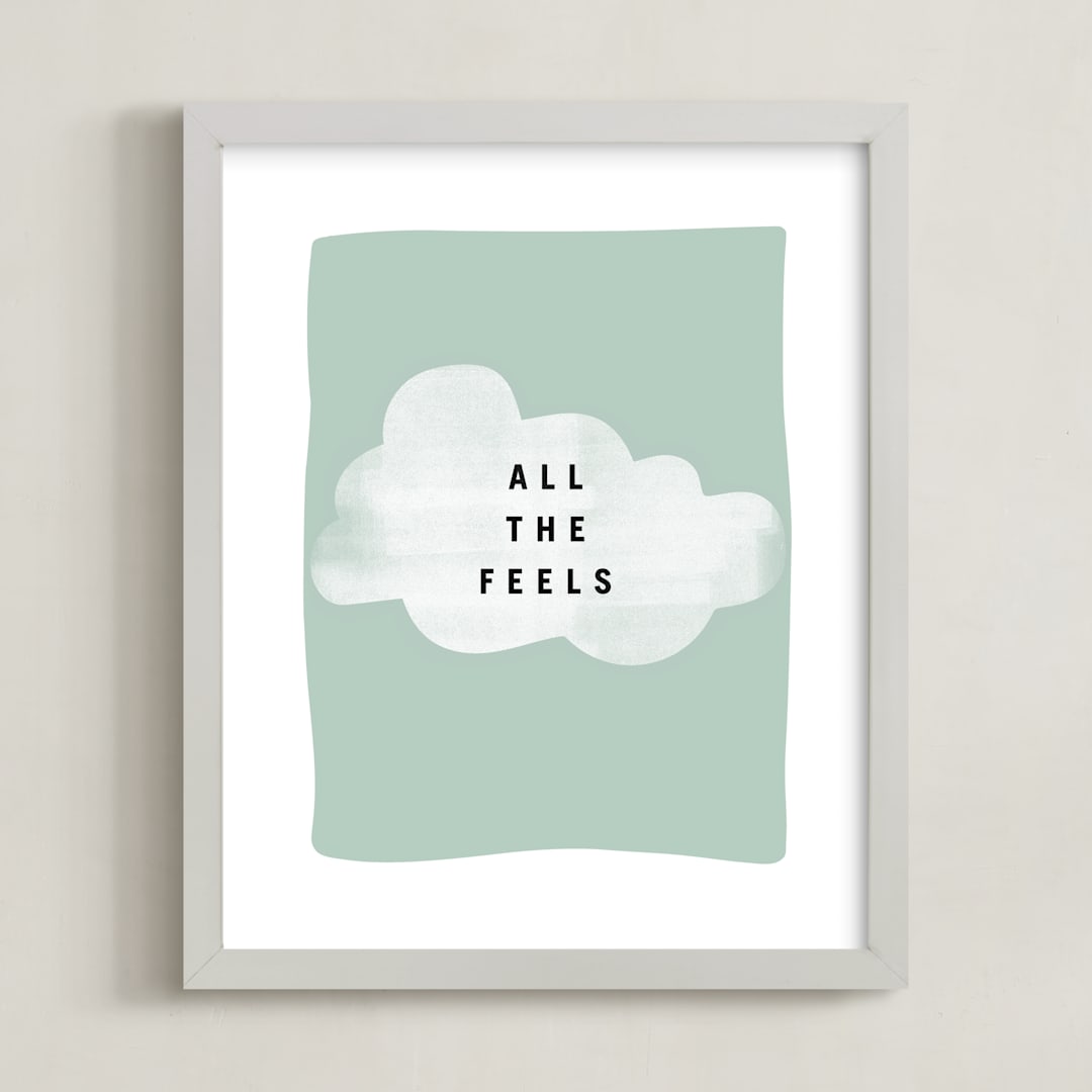 "all the feels" - Art Print in aqua by Lindsay Stetson Thompson - Framed