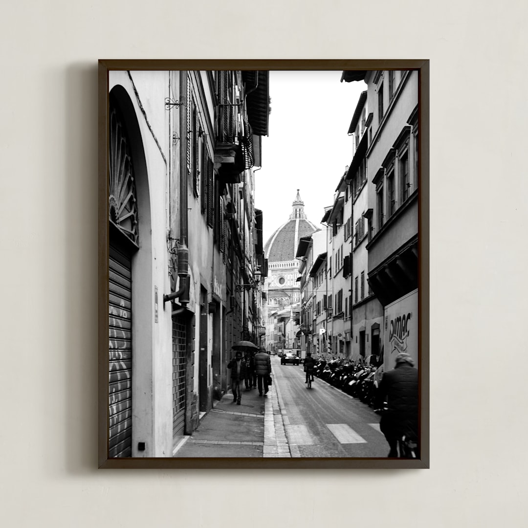 "Peeking Through No. 4 Il Duomo di Firenze" - Art Print in Black & White by Joey Crisostomo-Wynne - Framed