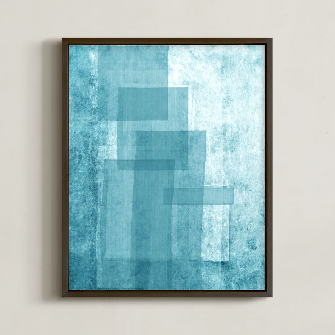 "Gathered Pieces" - Art Print in Hawaiian Teal by Debra Pruskowski - Framed