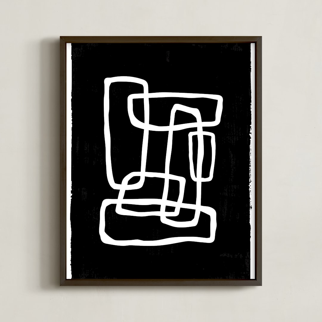 "Abstract Interlocking Shapes" - Art Print in Carbon by itsjensworld - Framed