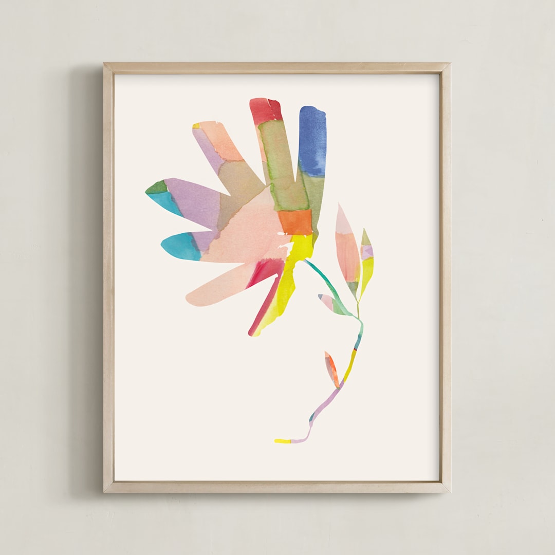 "Botanical Burst I" - Art Print in Cream by Creo Study - Framed