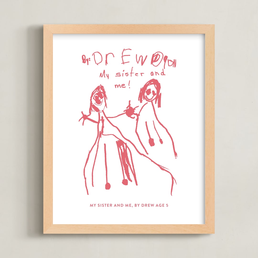 "Your Drawing: Portrait Custom Print" - Custom Print in Pink Grapefruit by Minted - Framed