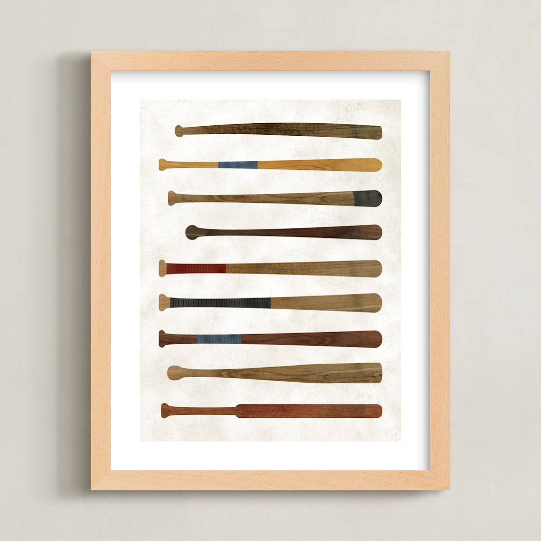 "Vintage Bats" - Art Print in Dust by Heather Schertzer - Framed