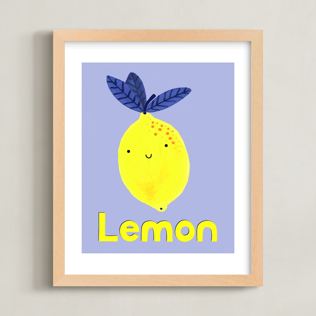 "My Fruity Family I" - Art Print in Light Purple by Marta Crea - Framed