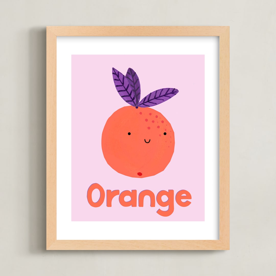 "My Fruity Family II" - Art Print in Light Pink by Marta Crea - Framed