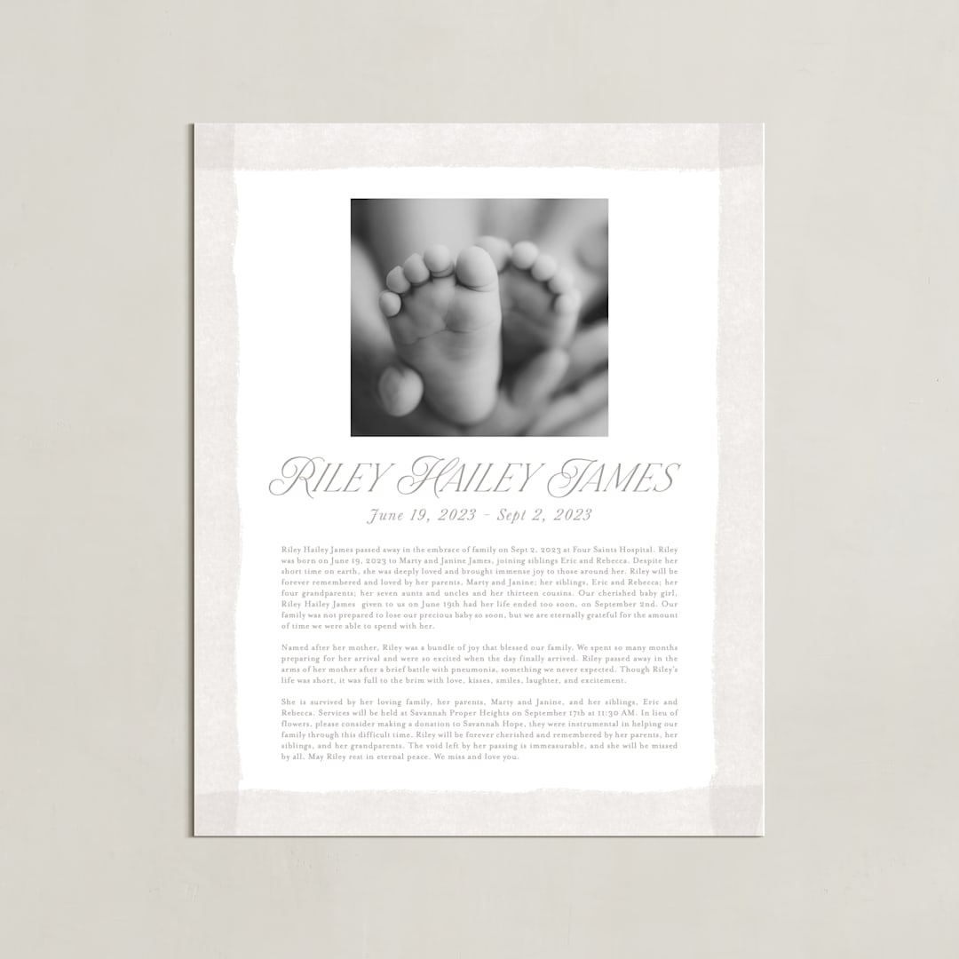 "Brush Stroke Obituary Print" - Custom Print in White by Jackie Crawford - Unframed