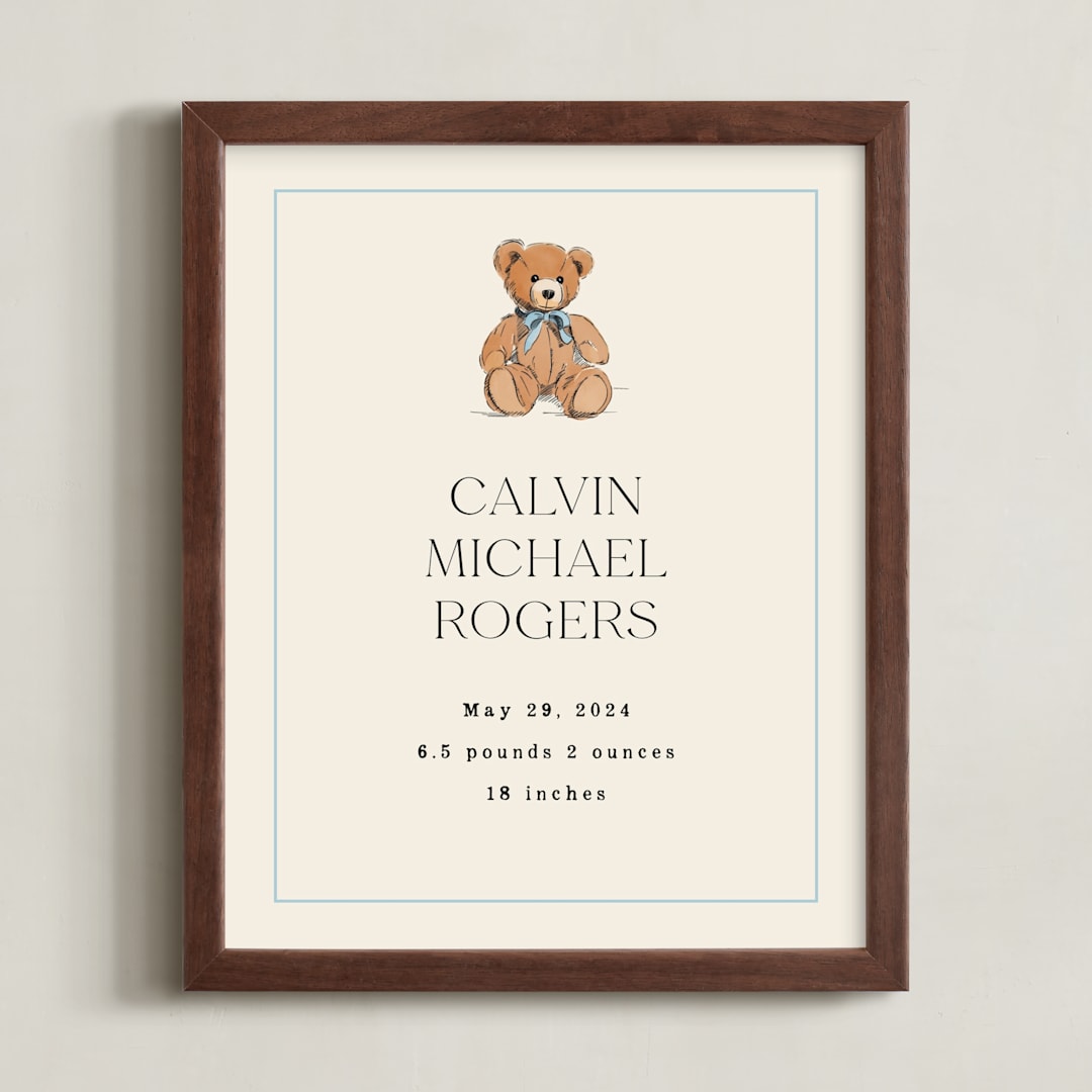 "Baby's Bear: Custom Print" - Custom Print in Frost by Becky Nimoy - Framed