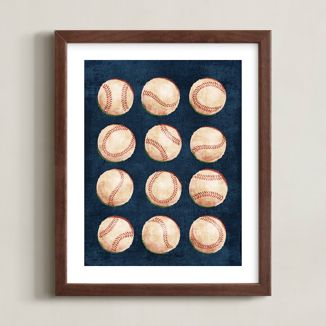 "Dinger 1 Spin Cycle" - Art Print in Navy by Kamala Nahas - Framed