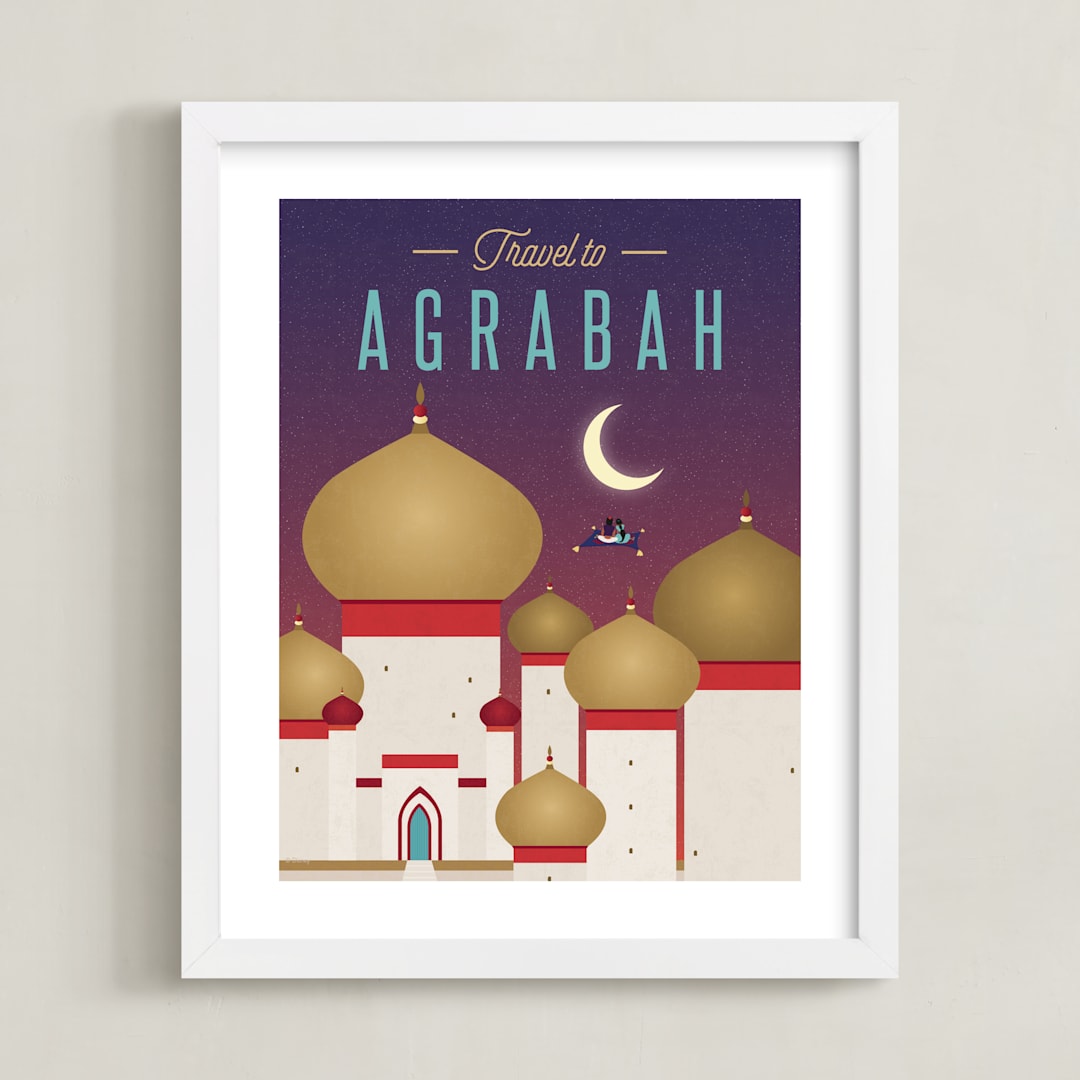 "Travel to Agrabah" - Art Print in Night Sky by Erica Krystek - Framed