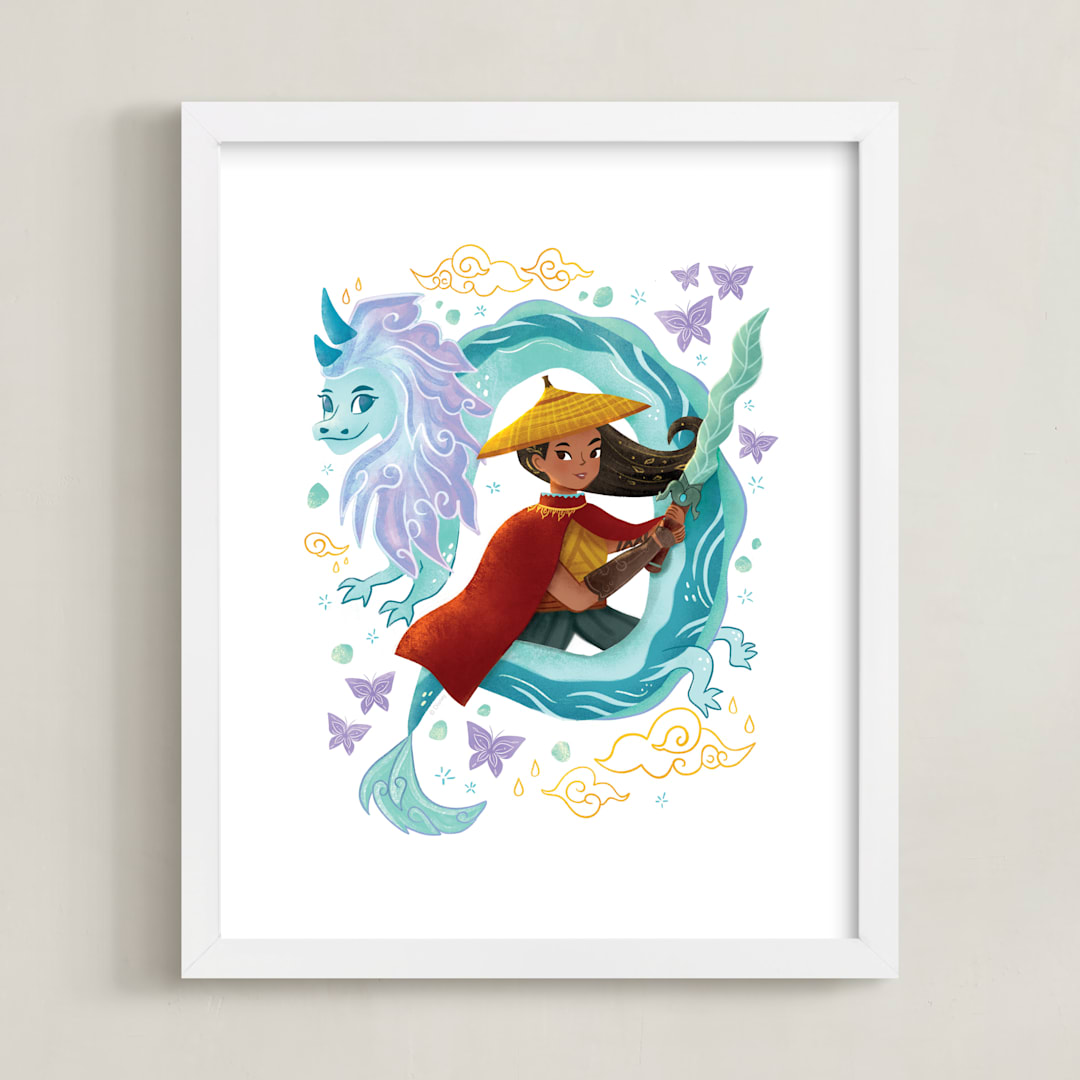 "Warrior Princess Raya" - Art Print in Water Dragon by curiouszhi - Framed