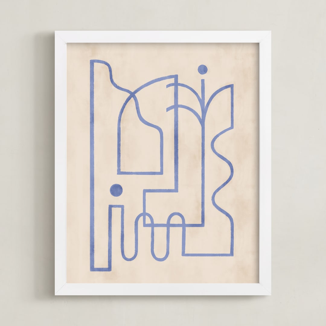 "Through My Window II" - Art Print in soft blue by Pati Cascino - Framed