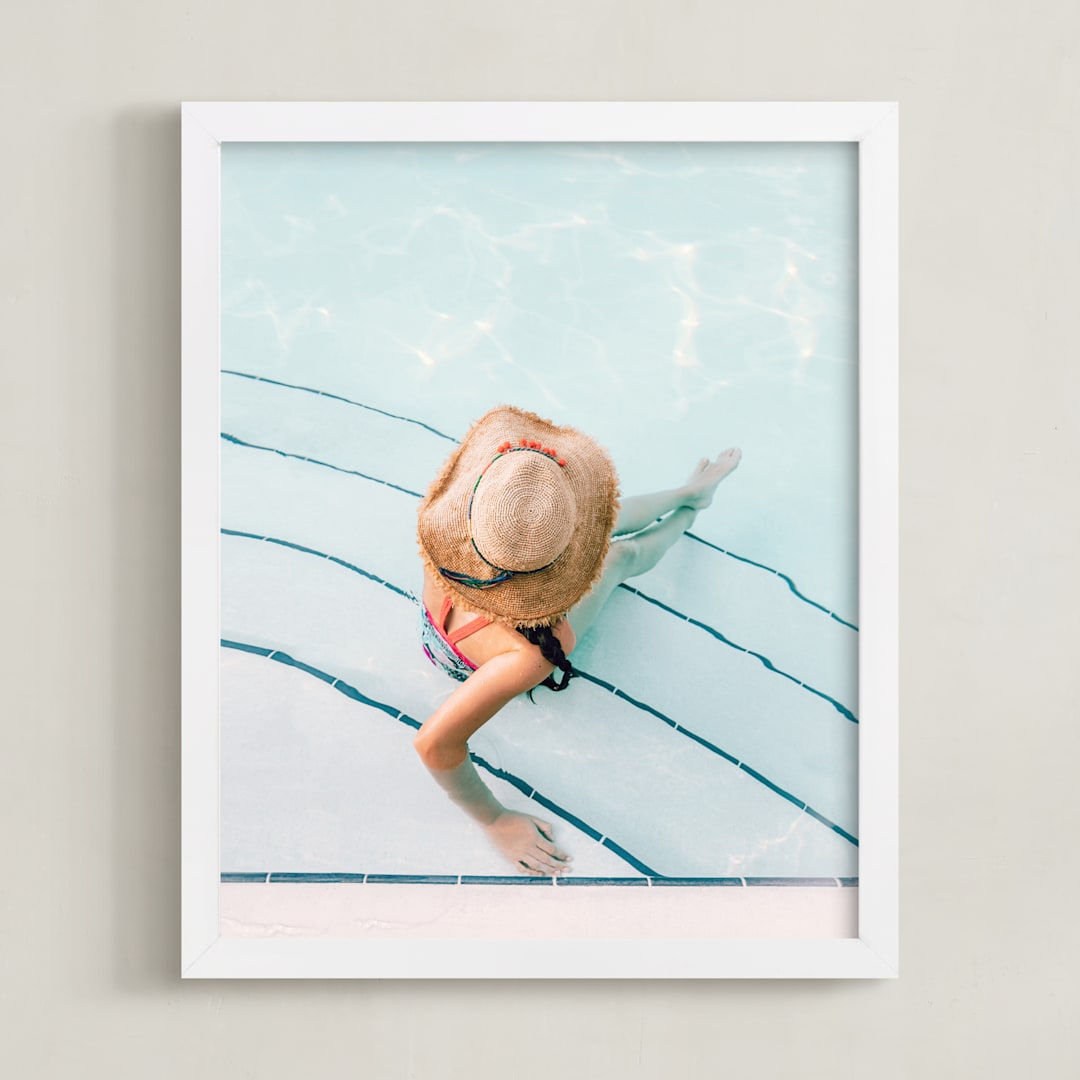 "floppy hat" - Art Print in Poolside Blue by Alicia Abla - Framed