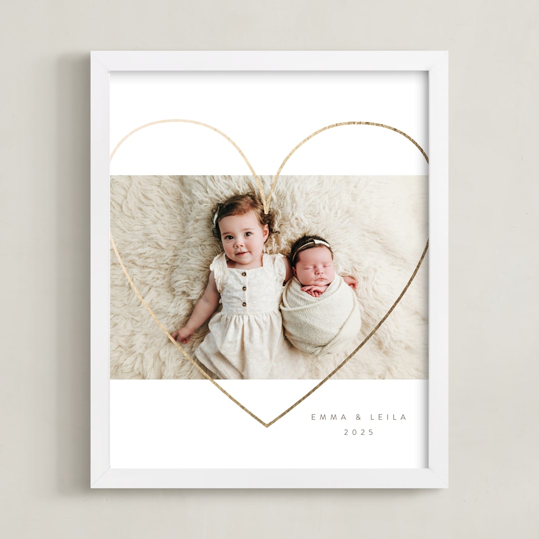 "Heart Outline: Portrait Foil Framed Photo" - Foil Framed Photo in Gold by Itsy Belle Studio - Framed