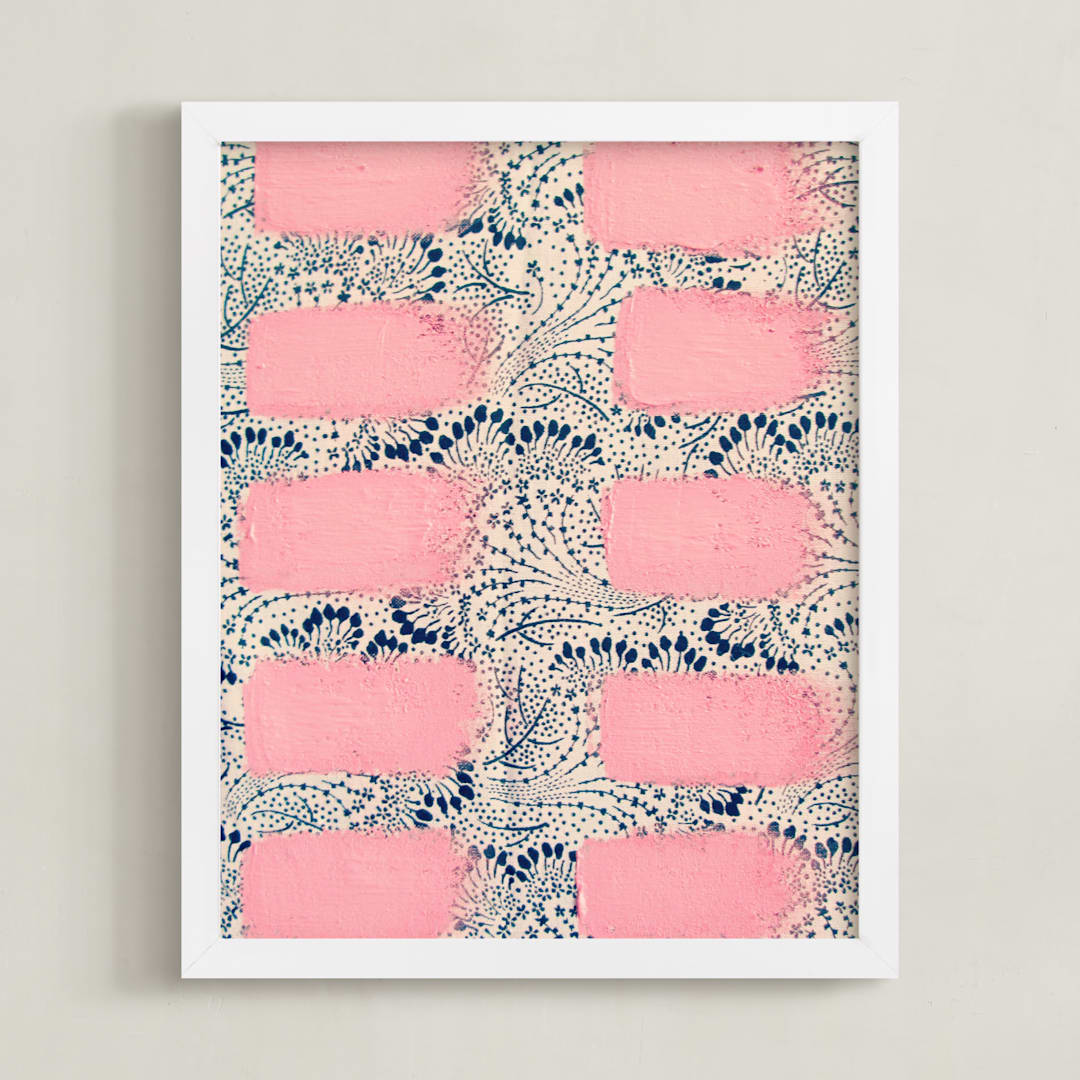 "Angst" - Art Print in Pastel Pink by Frances Sousa - Framed