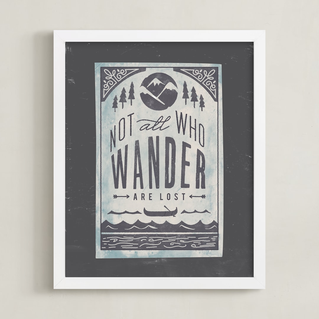 "Wander" - Art Print in Lagoon by Lori Wemple - Framed