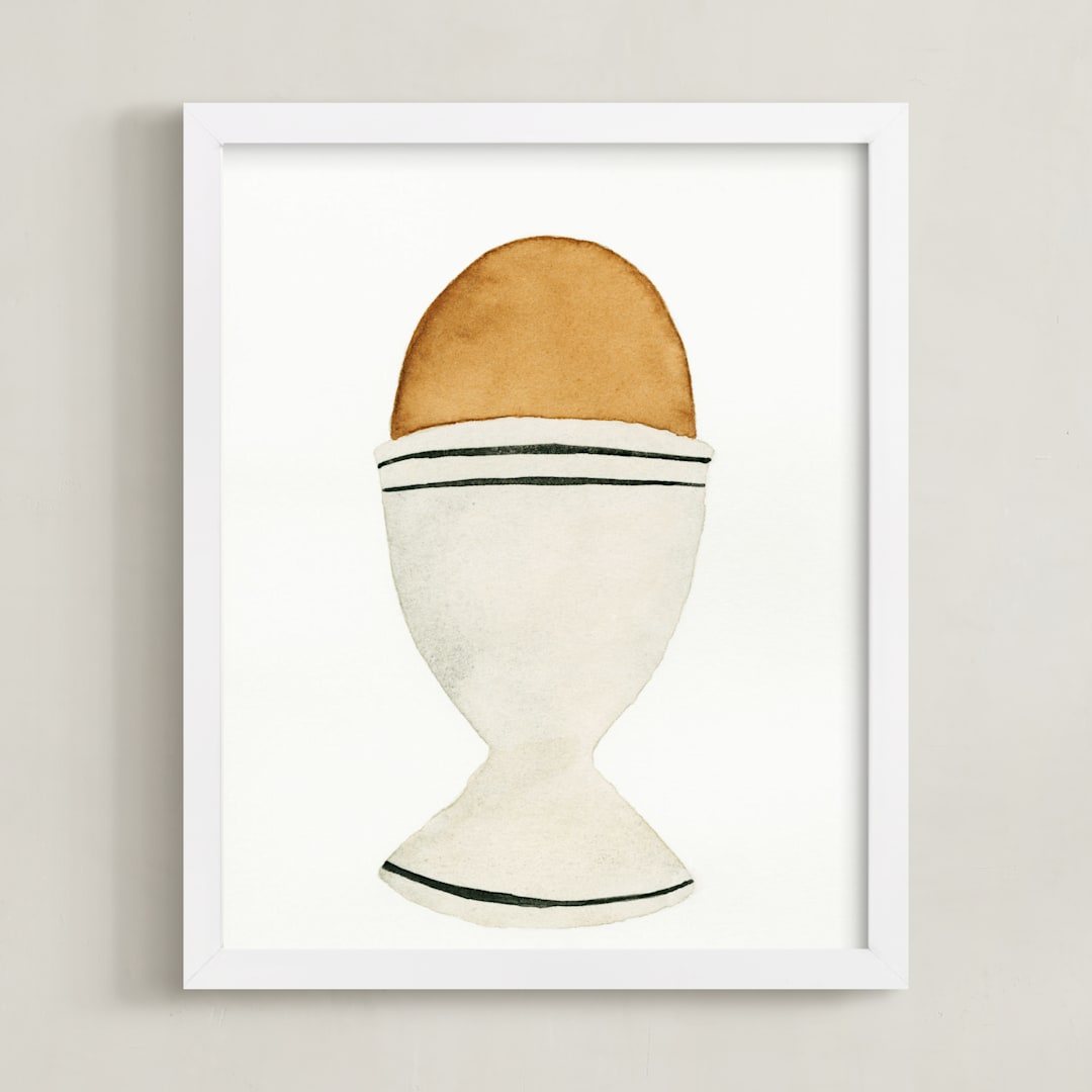 "The Humble Egg" - Art Print in porcelain gray by Monica Loos - Framed