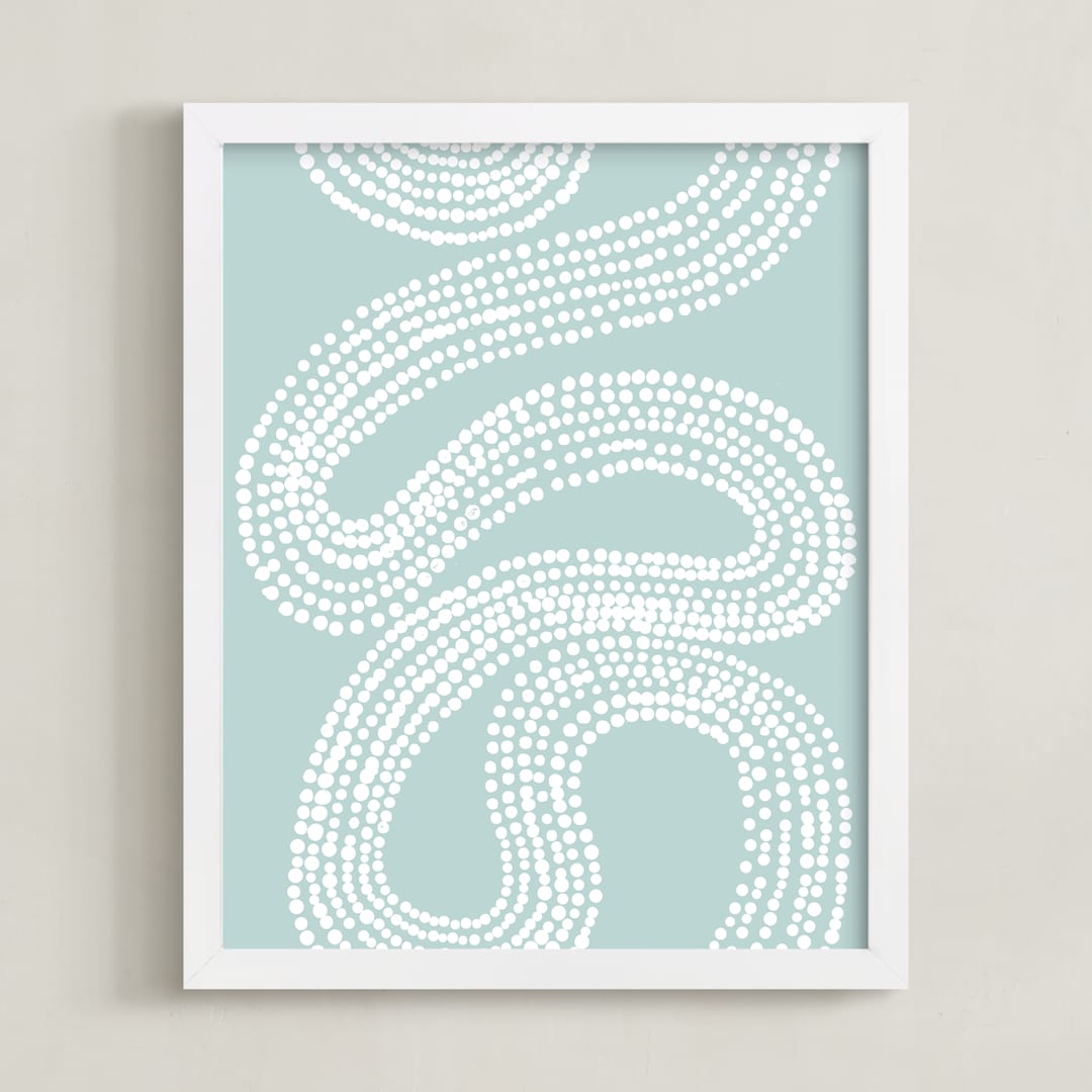 "River of Dots" - Art Print in light blue by Jorey Hurley - Framed